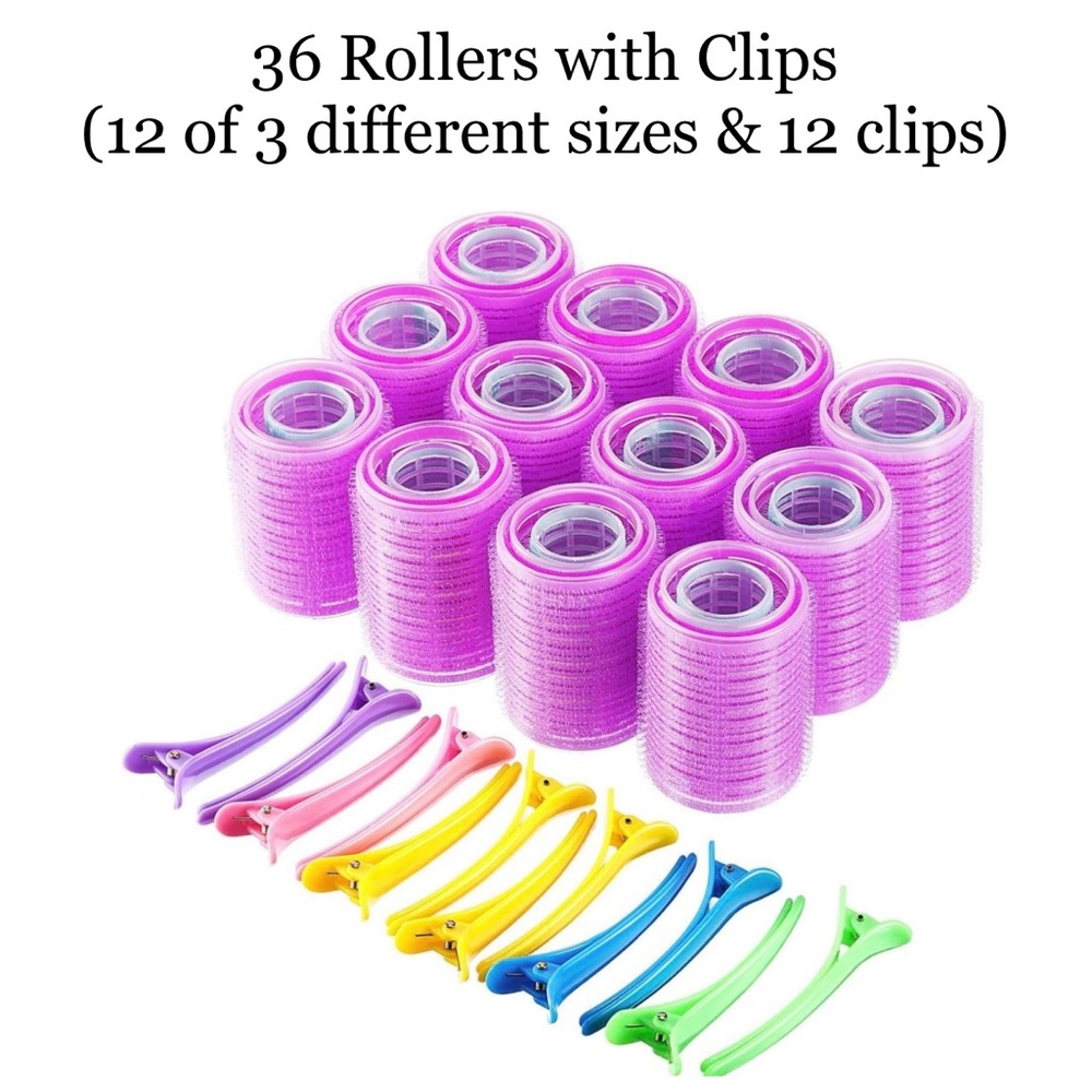 🔴 36 Hair Rollers with Clips